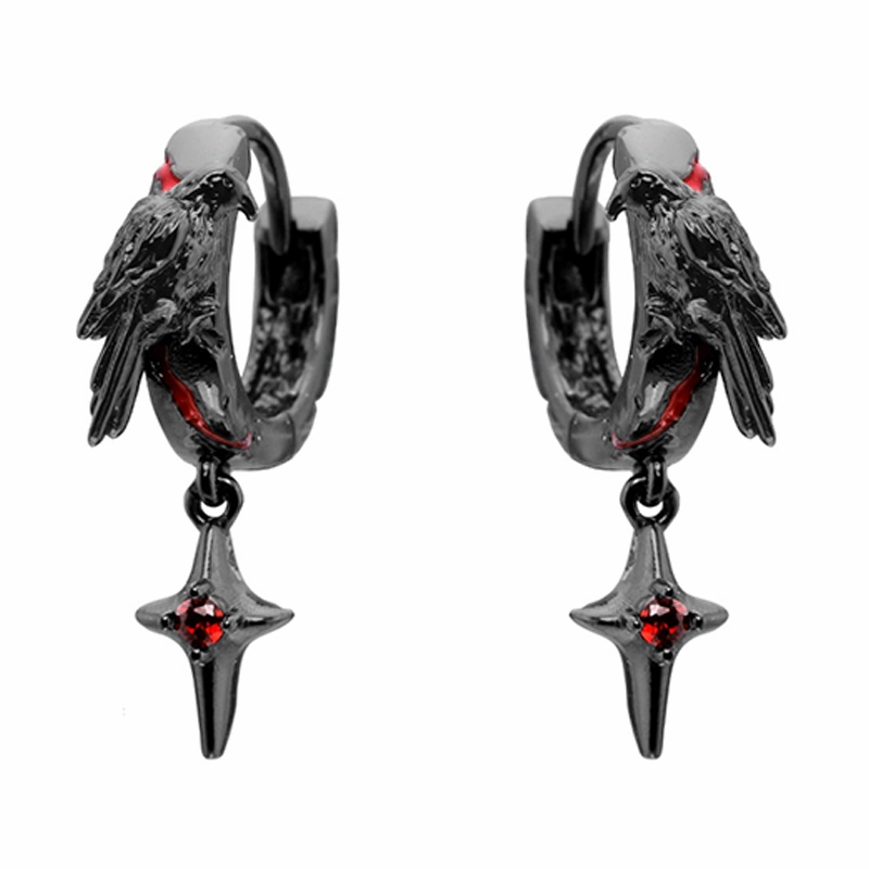A Part Of Me Gothic Raven Bloodstain Hoop Earrings