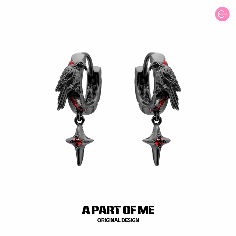 A Part Of Me Gothic Raven Bloodstain Hoop Earrings