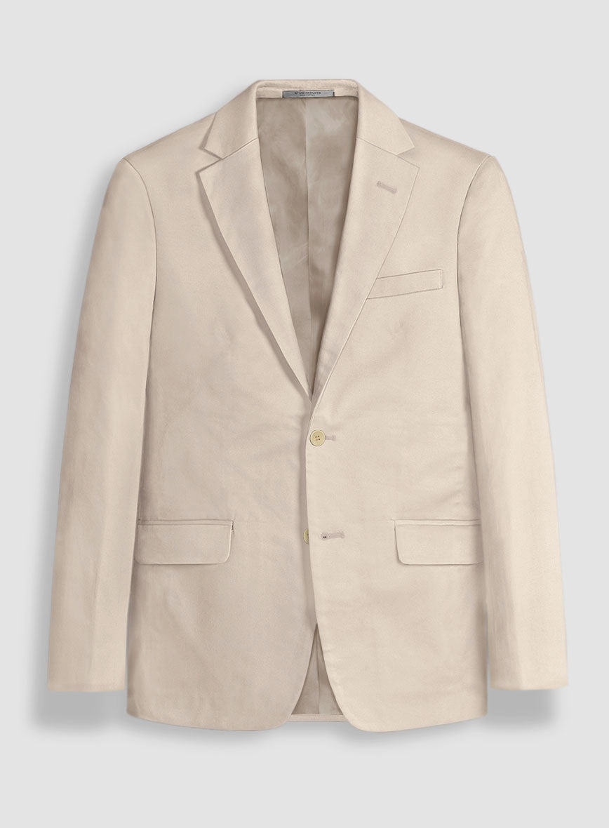 Beige Cotton Power Stretch Chino Suit