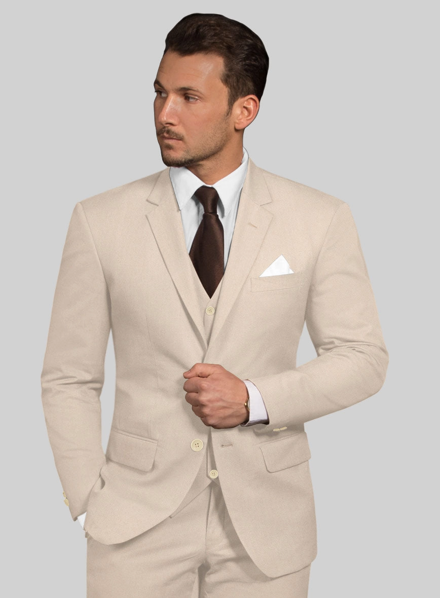 Beige Cotton Power Stretch Chino Suit