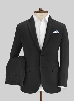 Black Feather Cotton Canvas Stretch Suit