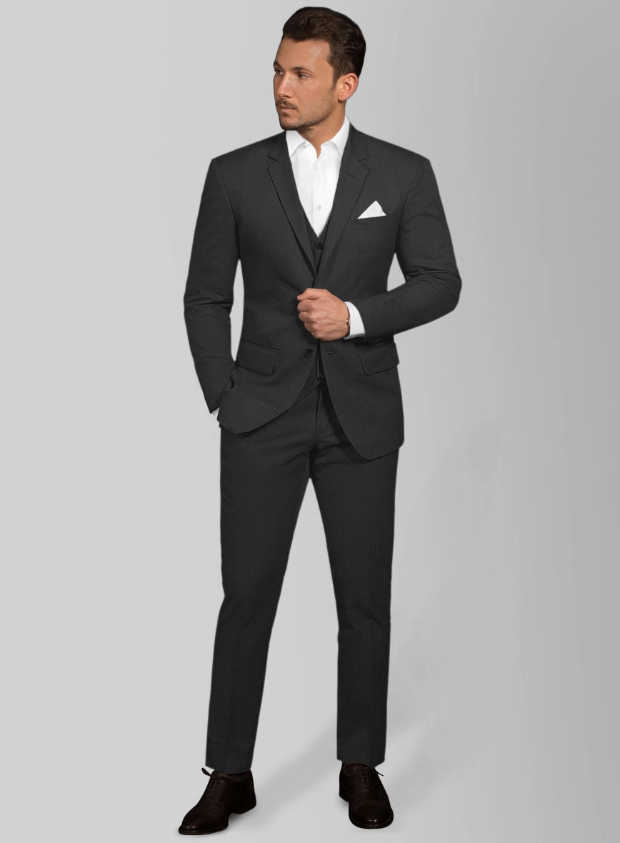 Black Feather Cotton Canvas Stretch Suit