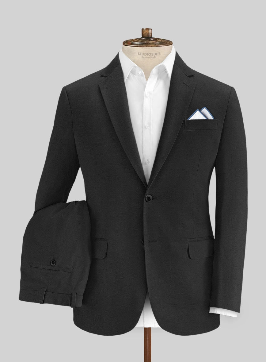 Black Feather Cotton Canvas Stretch Suit
