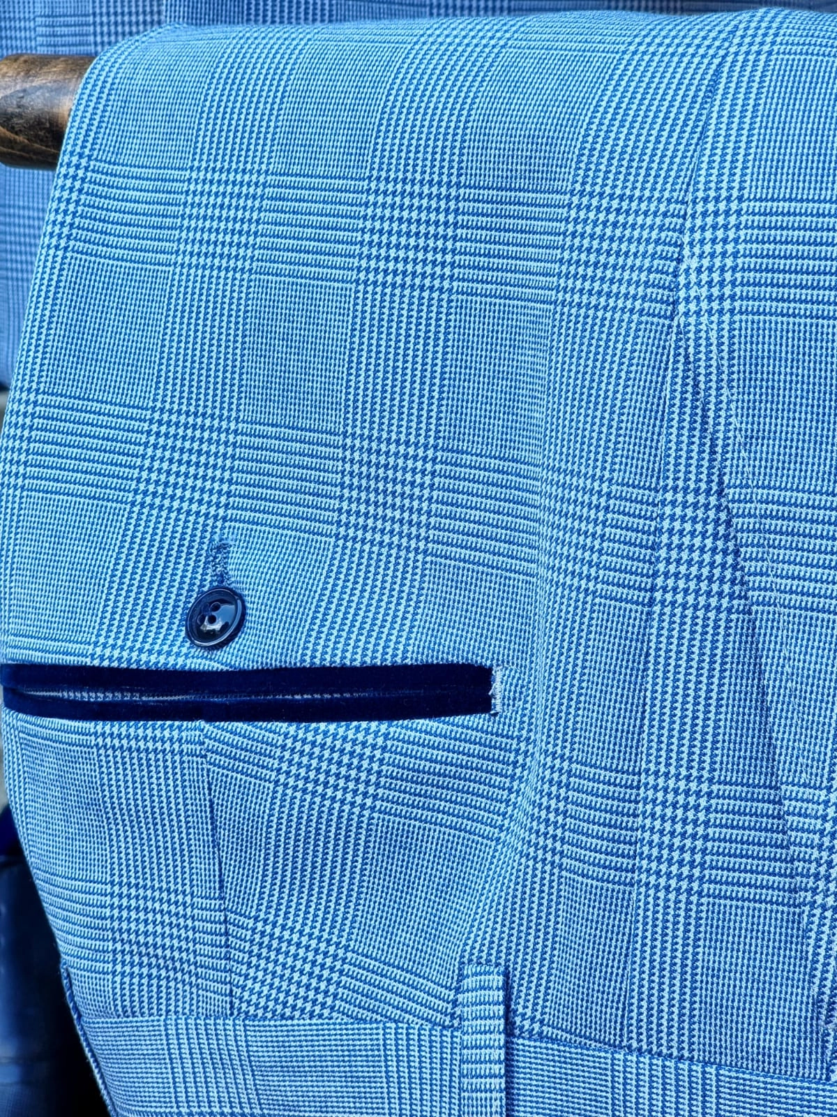 BROMLEY - SKY 3PC WITH NAVY BROMLEY Waistcoat