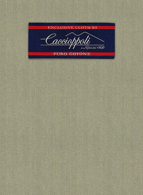 Caccioppoli Herringbone Solar Green Cotton Suit