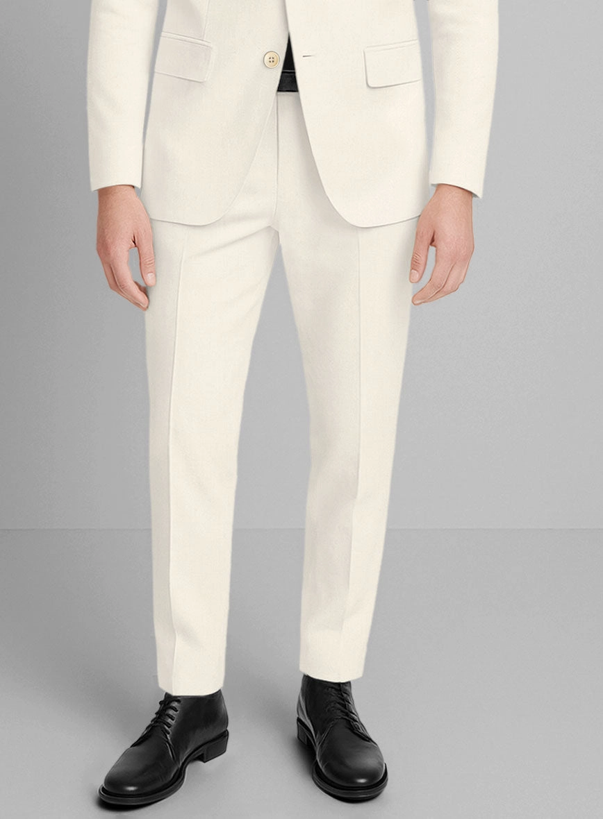 Cream Napoli Stretch Light Weight Cotton Suit