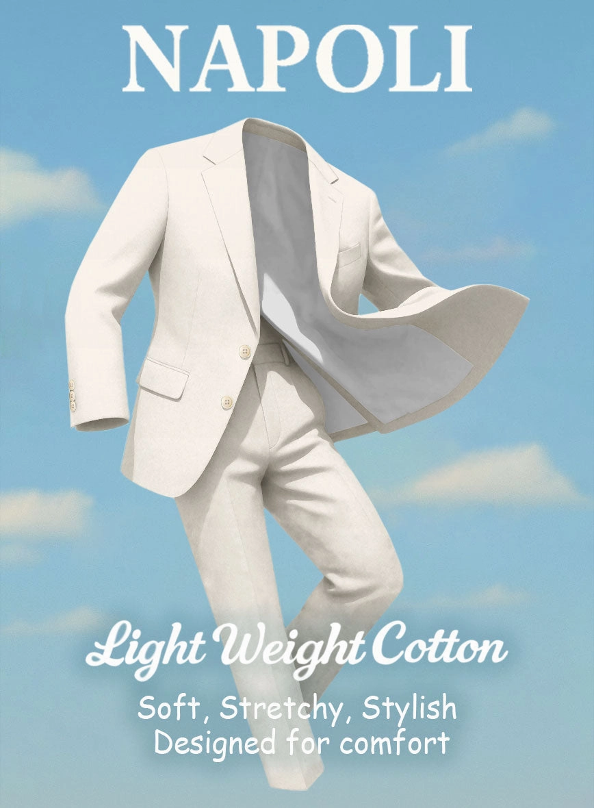 Cream Napoli Stretch Light Weight Cotton Suit