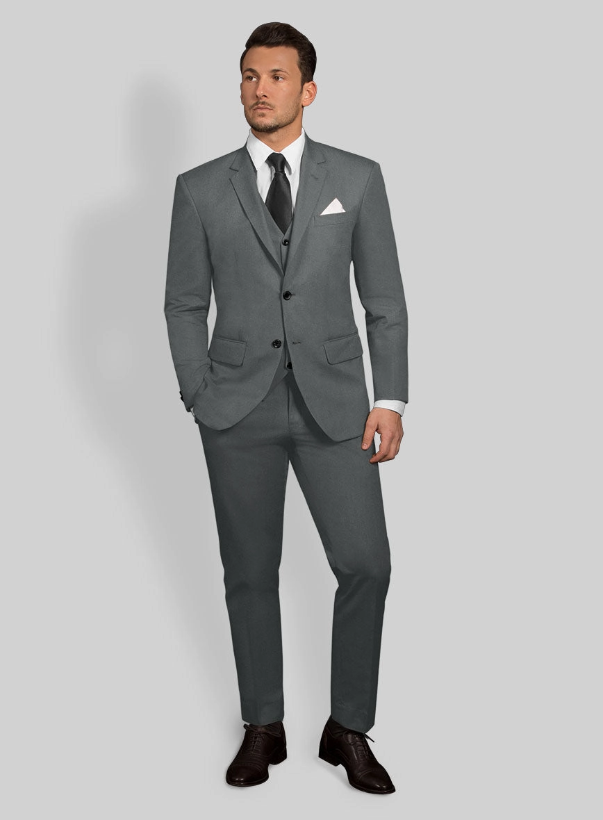 Gray Cotton Power Stretch Chino Suit