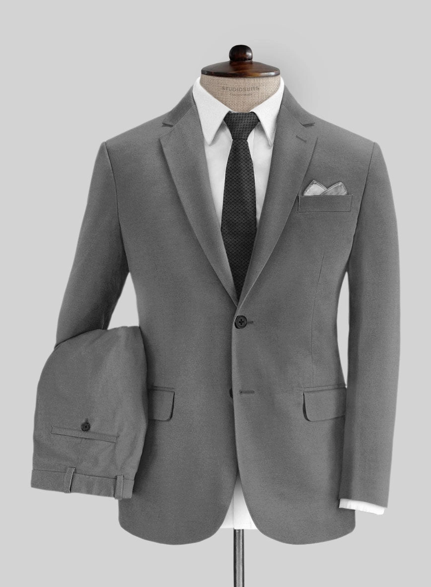 Gray Feather Cotton Canvas Stretch Suit