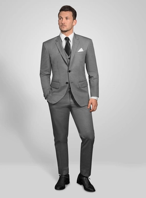 Gray Feather Cotton Canvas Stretch Suit