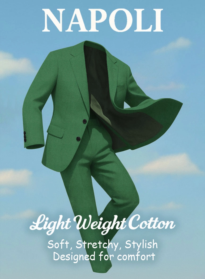 Green Napoli Stretch Light Weight Cotton Suit