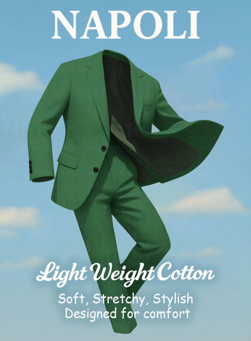 Green Napoli Stretch Light Weight Cotton Suit