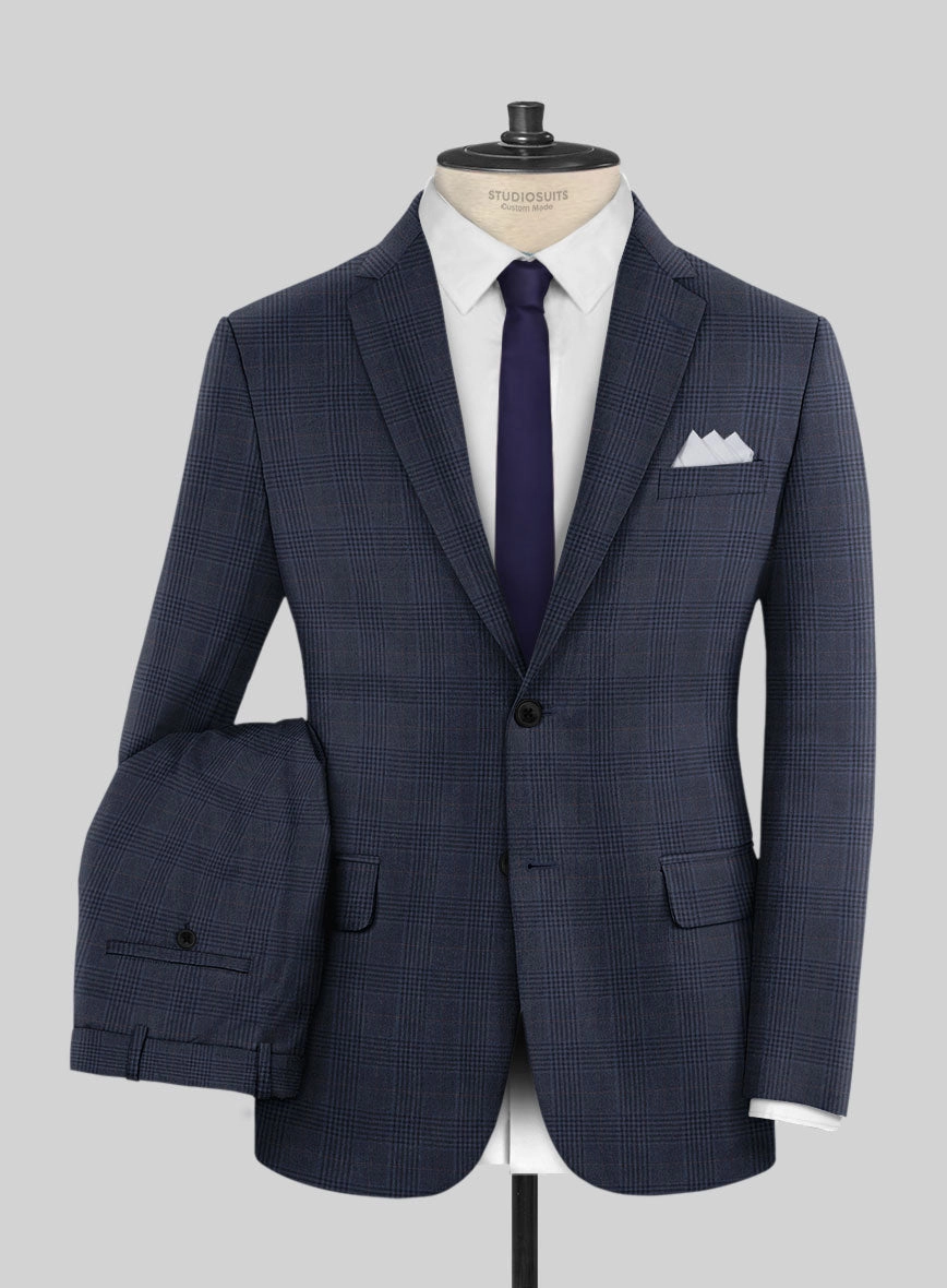 Hardy Minnis Blue Checks Wool Suit
