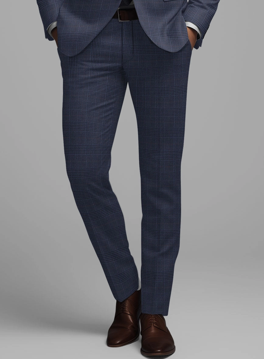 Hardy Minnis Blue Checks Wool Suit