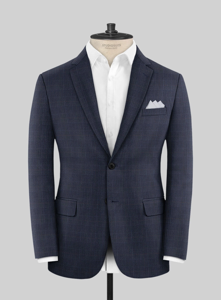 Hardy Minnis Blue Checks Wool Suit