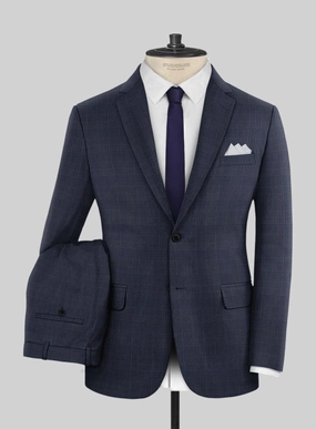 Hardy Minnis Blue Checks Wool Suit