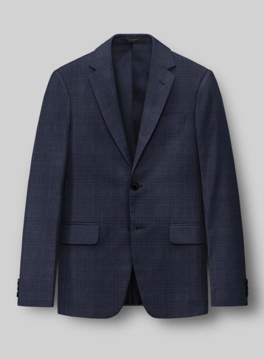 Hardy Minnis Blue Checks Wool Suit