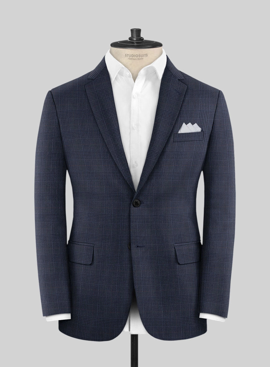 Hardy Minnis Blue Checks Wool Suit