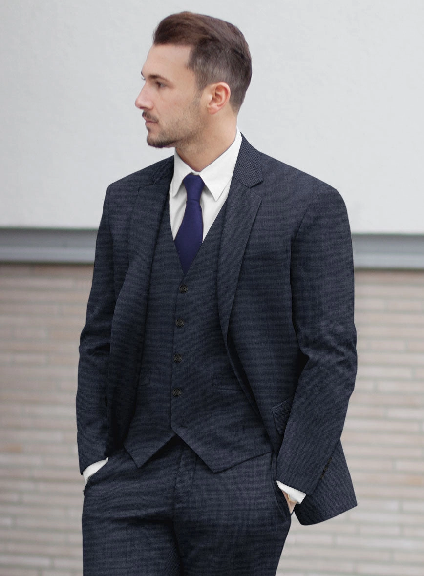 Hardy Minnis Blue Nailhead Wool Suit