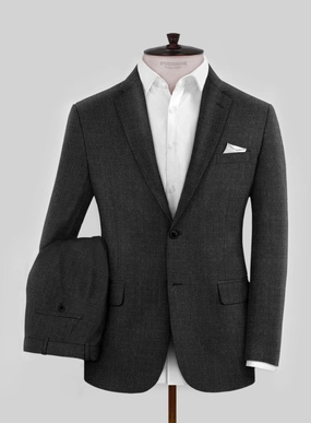Hardy Minnis Charcoal Sharkskin Wool Suit