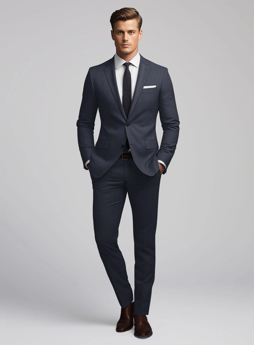 Hardy Minnis Dark Blue Nailhead Wool Suit