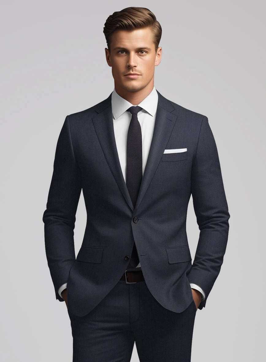 Hardy Minnis Dark Blue Nailhead Wool Suit