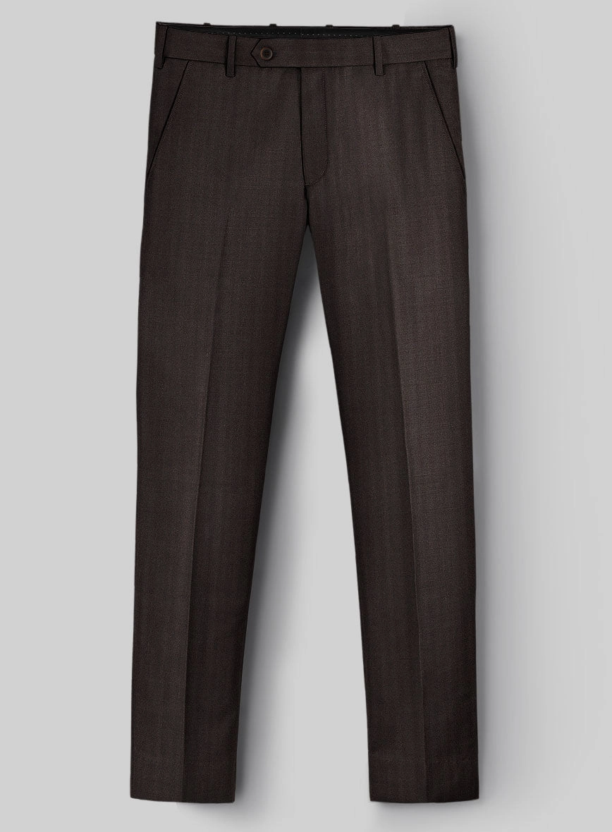 Hardy Minnis Dark Brown Herringbone Wool Suit