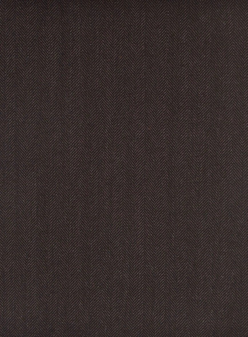 Hardy Minnis Dark Brown Herringbone Wool Suit