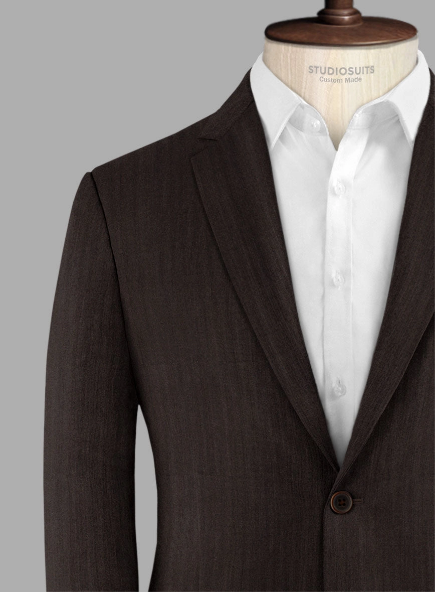 Hardy Minnis Dark Brown Herringbone Wool Suit