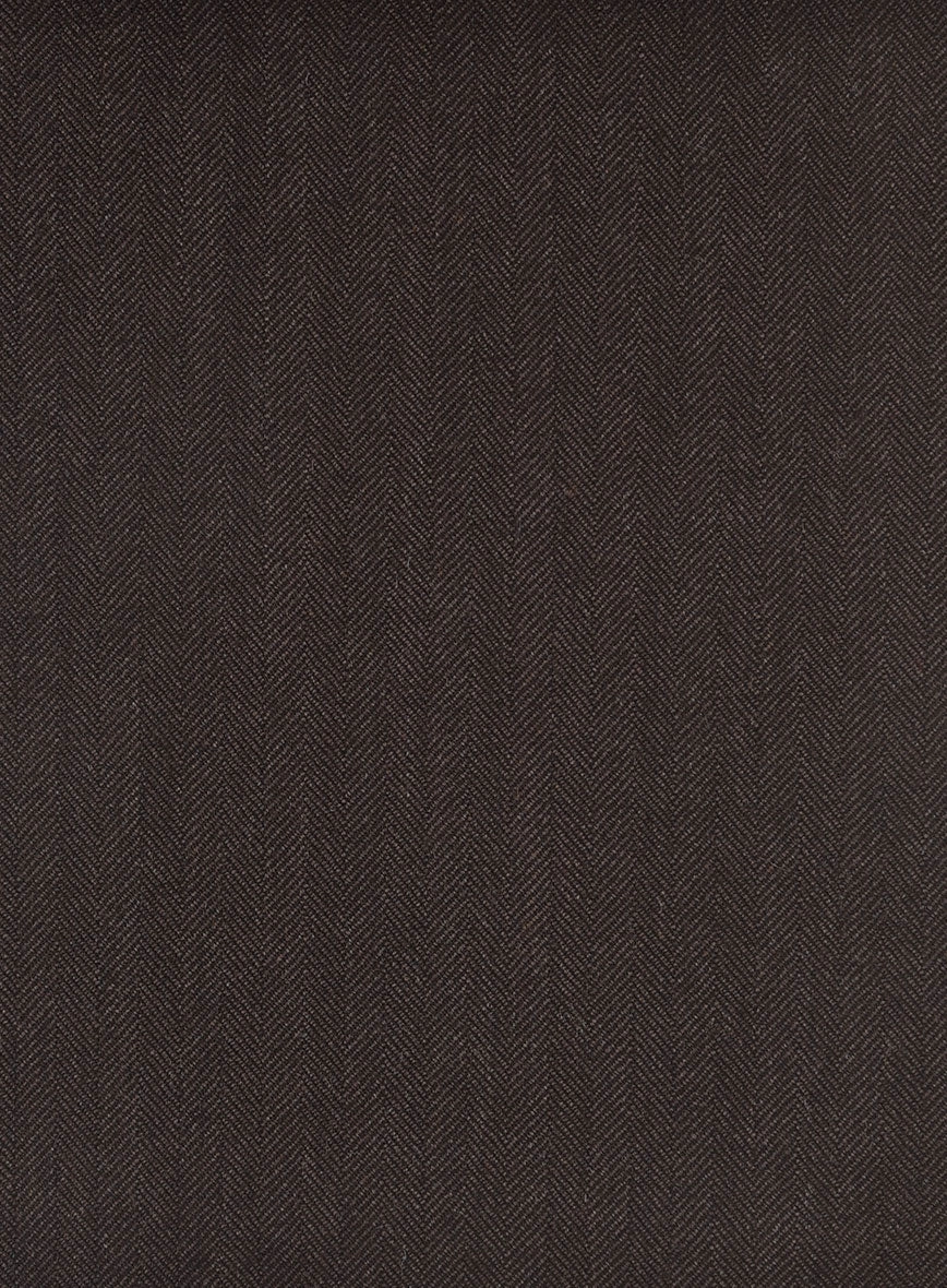 Hardy Minnis Dark Brown Herringbone Wool Suit