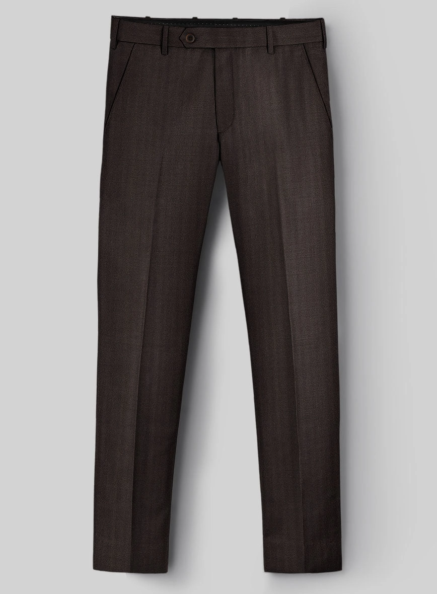 Hardy Minnis Dark Brown Herringbone Wool Suit