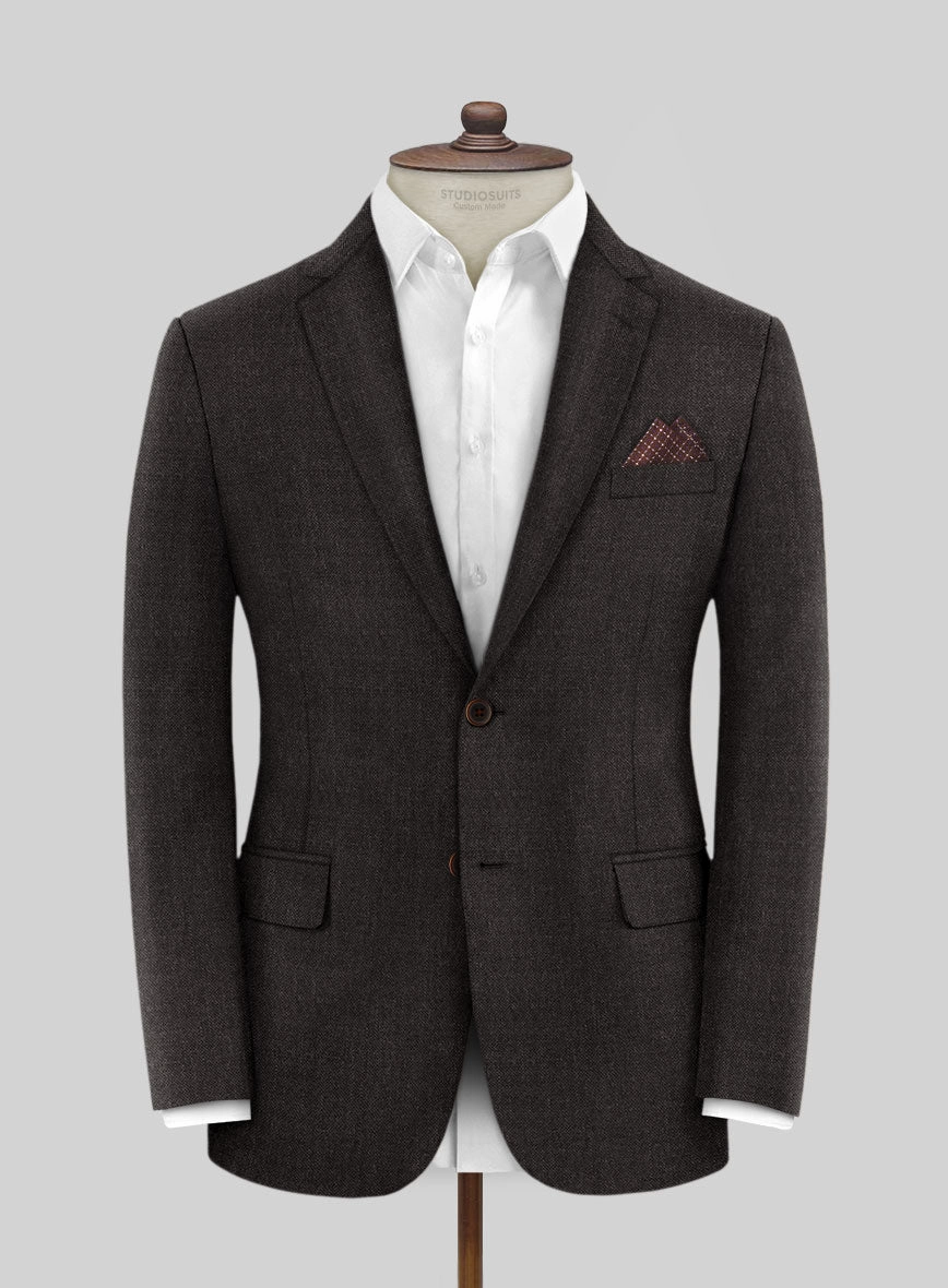 Hardy Minnis Dark Brown Sharkskin Wool Suit