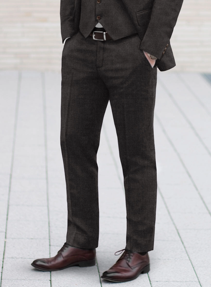 Hardy Minnis Dark Brown Sharkskin Wool Suit
