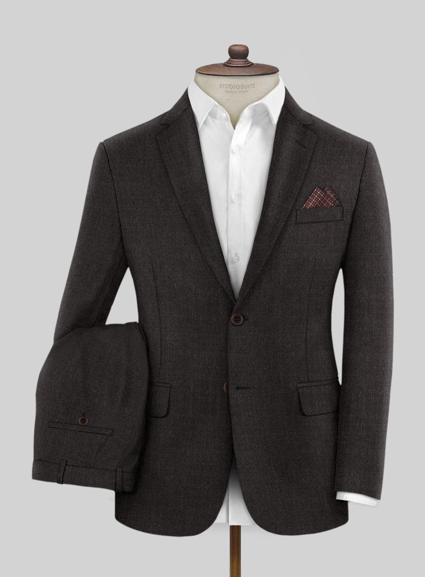 Hardy Minnis Dark Brown Sharkskin Wool Suit