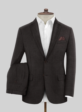 Hardy Minnis Dark Brown Sharkskin Wool Suit