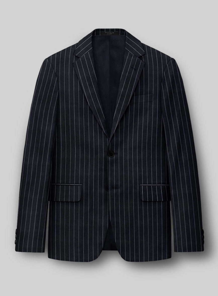 Hardy Minnis Deep Blue Rope Stripe Wool Suit