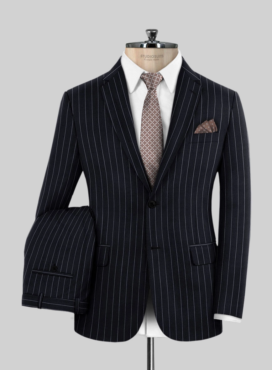 Hardy Minnis Deep Blue Rope Stripe Wool Suit