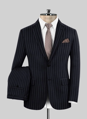 Hardy Minnis Deep Blue Rope Stripe Wool Suit