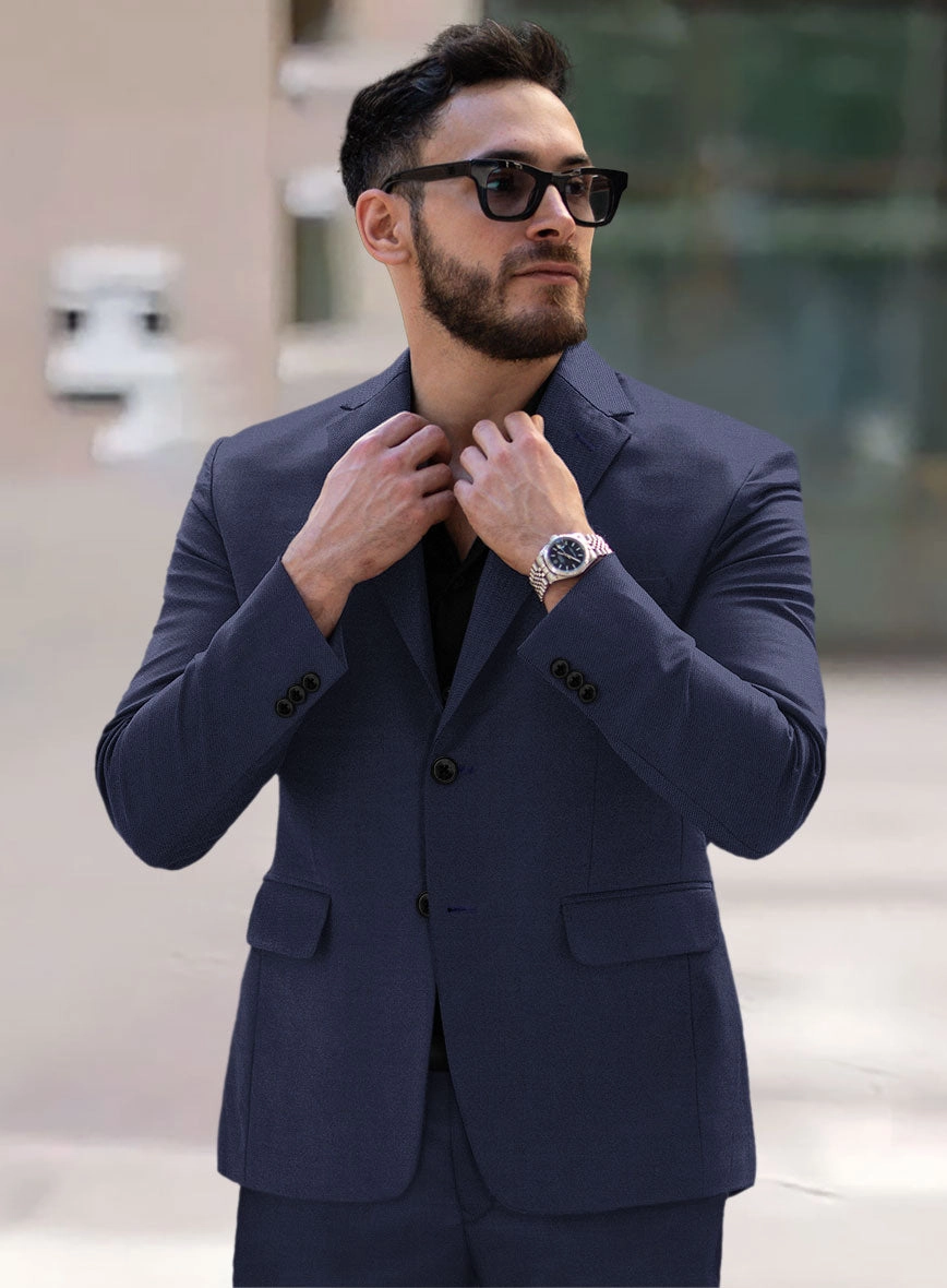 Hardy Minnis Navy Blue Twill Wool Suit