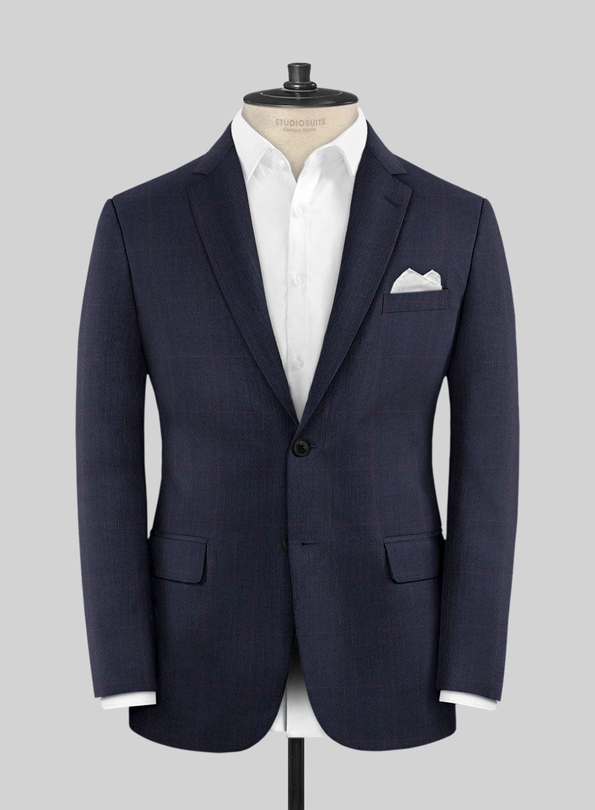 Hardy Minnis Pane Blue Wool Suit