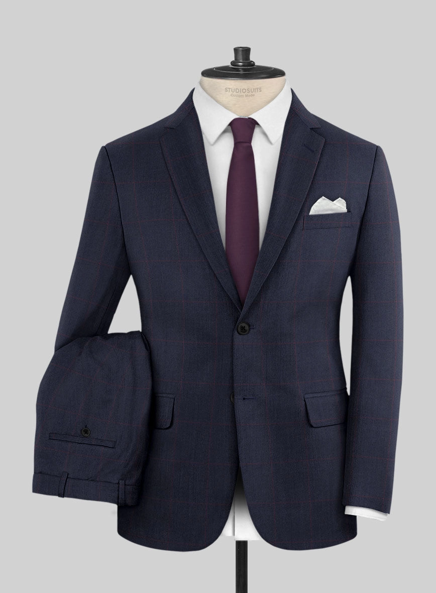 Hardy Minnis Pane Blue Wool Suit