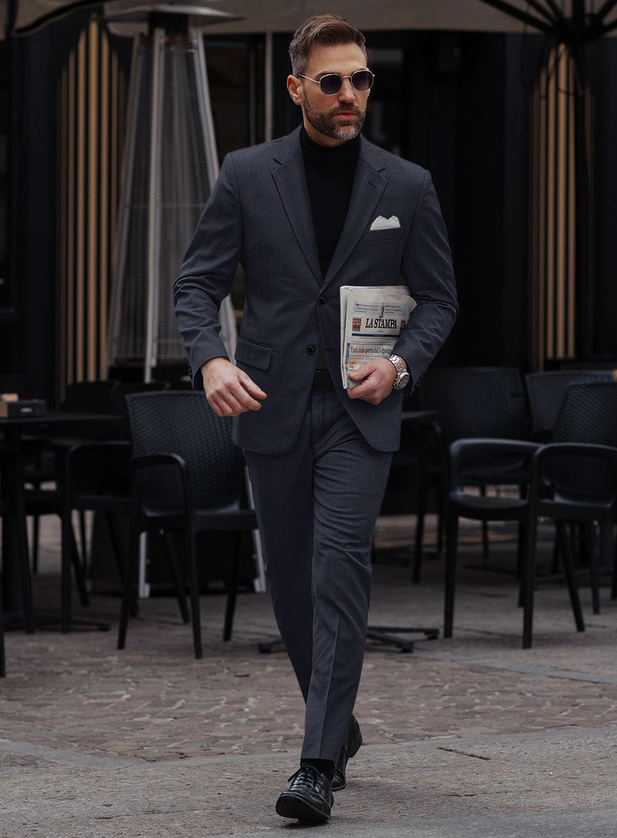 Hardy Minnis Pane Blue Wool Suit