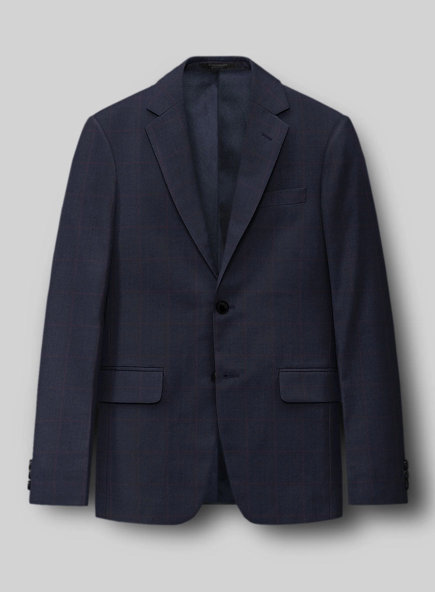 Hardy Minnis Pane Blue Wool Suit