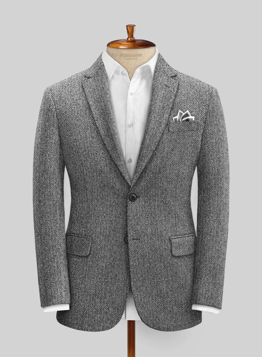 Harris Tweed Gray Herringbone Suit