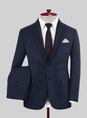 Herringbone Wool Royal Blue Suit