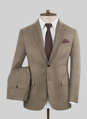 Huddersfield Stretch Dark Beige Wool Suit