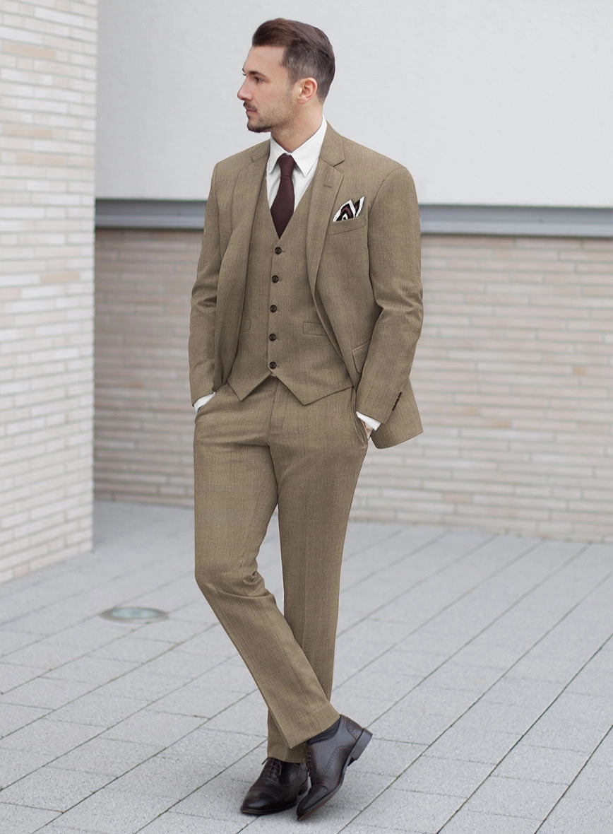 Huddersfield Stretch Dark Beige Wool Suit