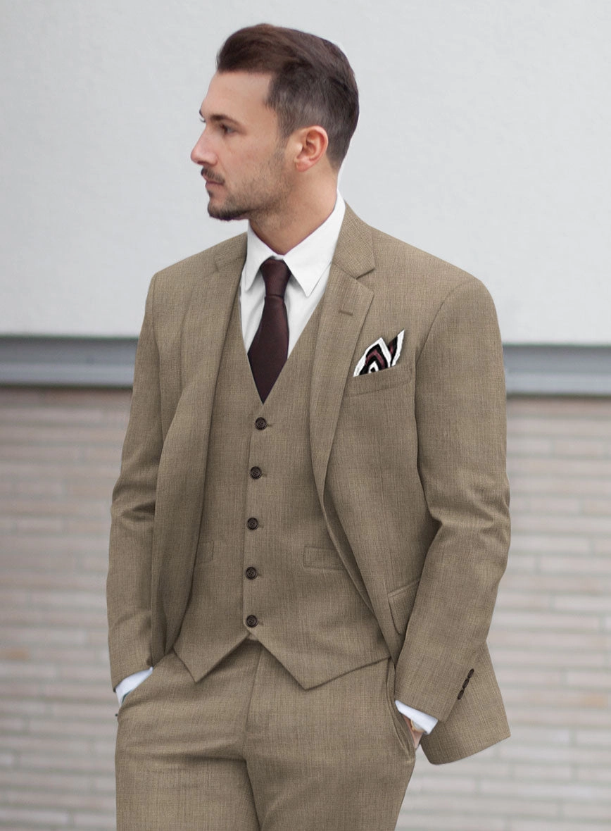 Huddersfield Stretch Dark Beige Wool Suit