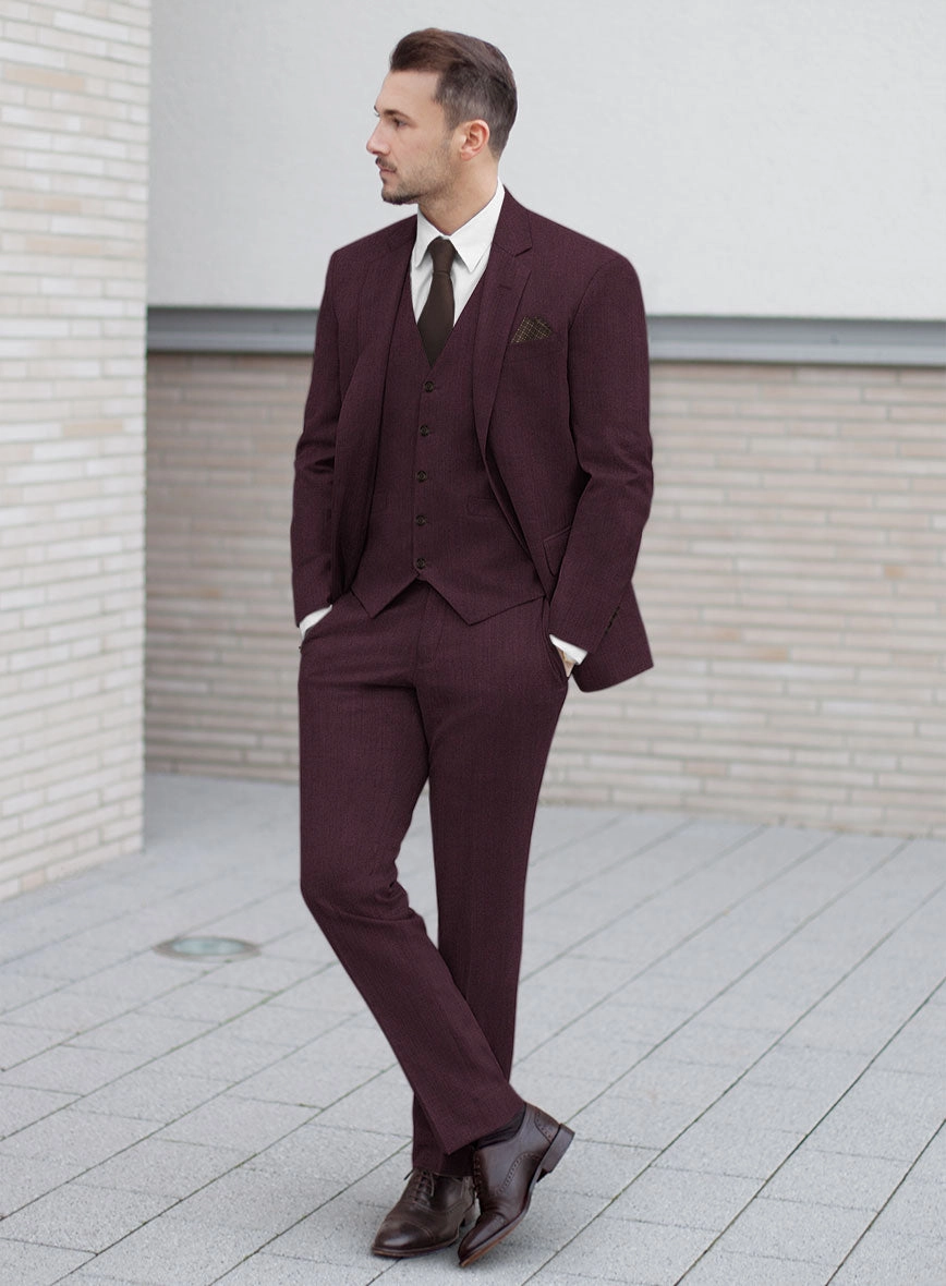Huddersfield Stretch Wine Wool Suit