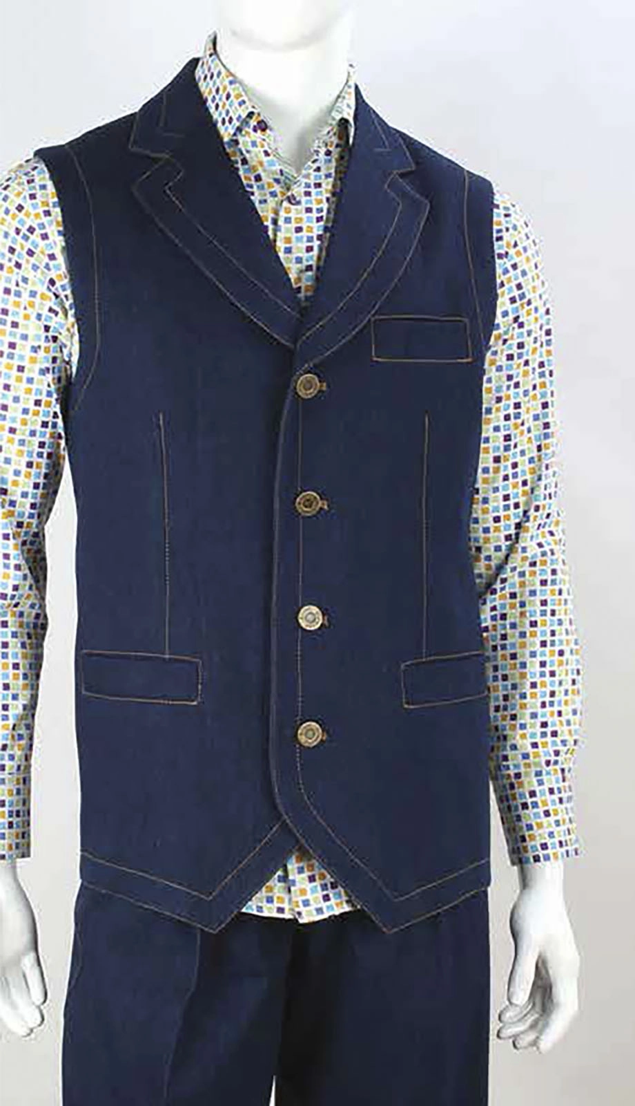 Iconic JVS-3-BLU Vest Set Mens Suit